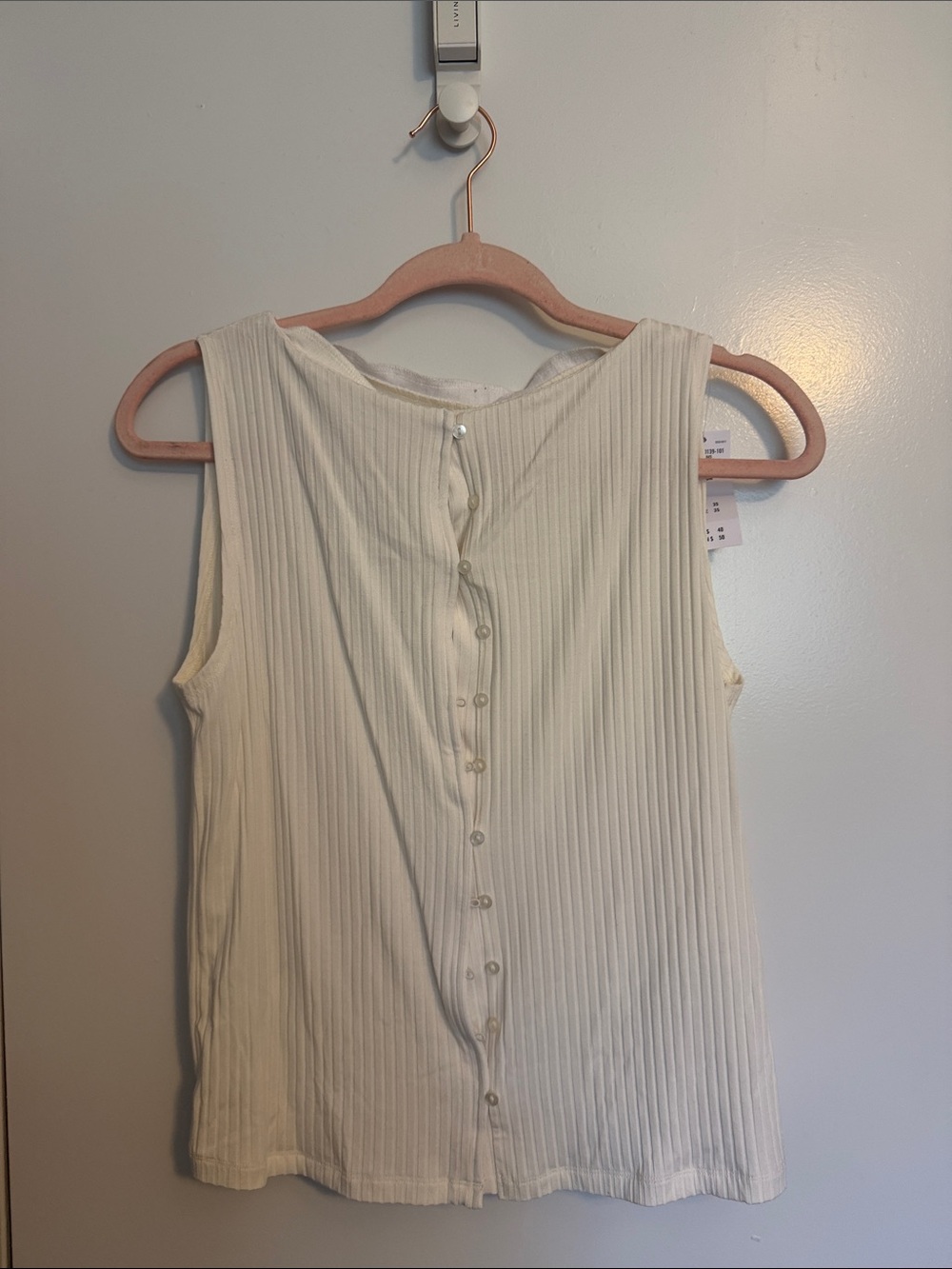 Abercrombie & Fitch Cream Ribbed Button-Back Tank